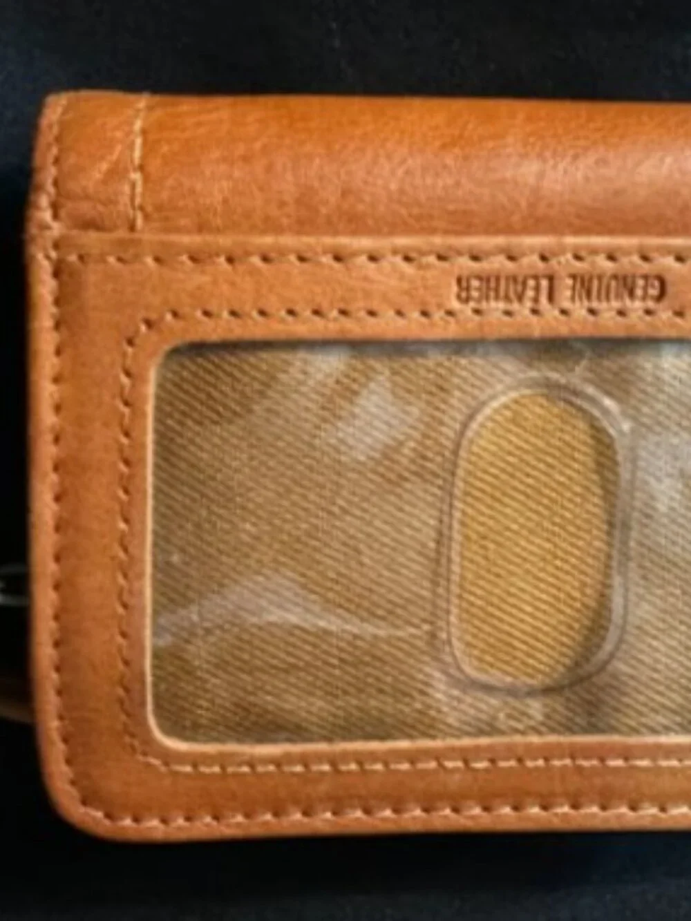 Fossil Leather Mini Wallet ID Coin Key Ring Brown Zip Snap
